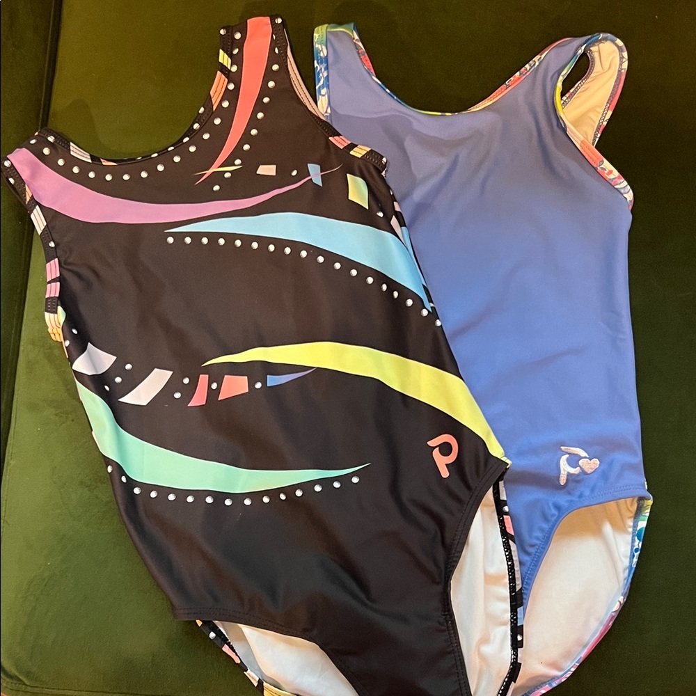 Colorful Patterned Gymnastics Plum Leotards
